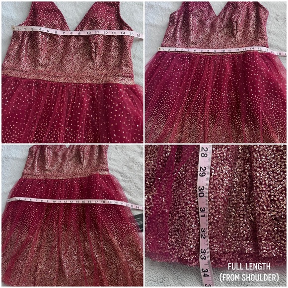 NWT Lulus Ballerina Dream Skater Tutu Dress Glitter Burgundy Gold XL - Picture 17 of 17